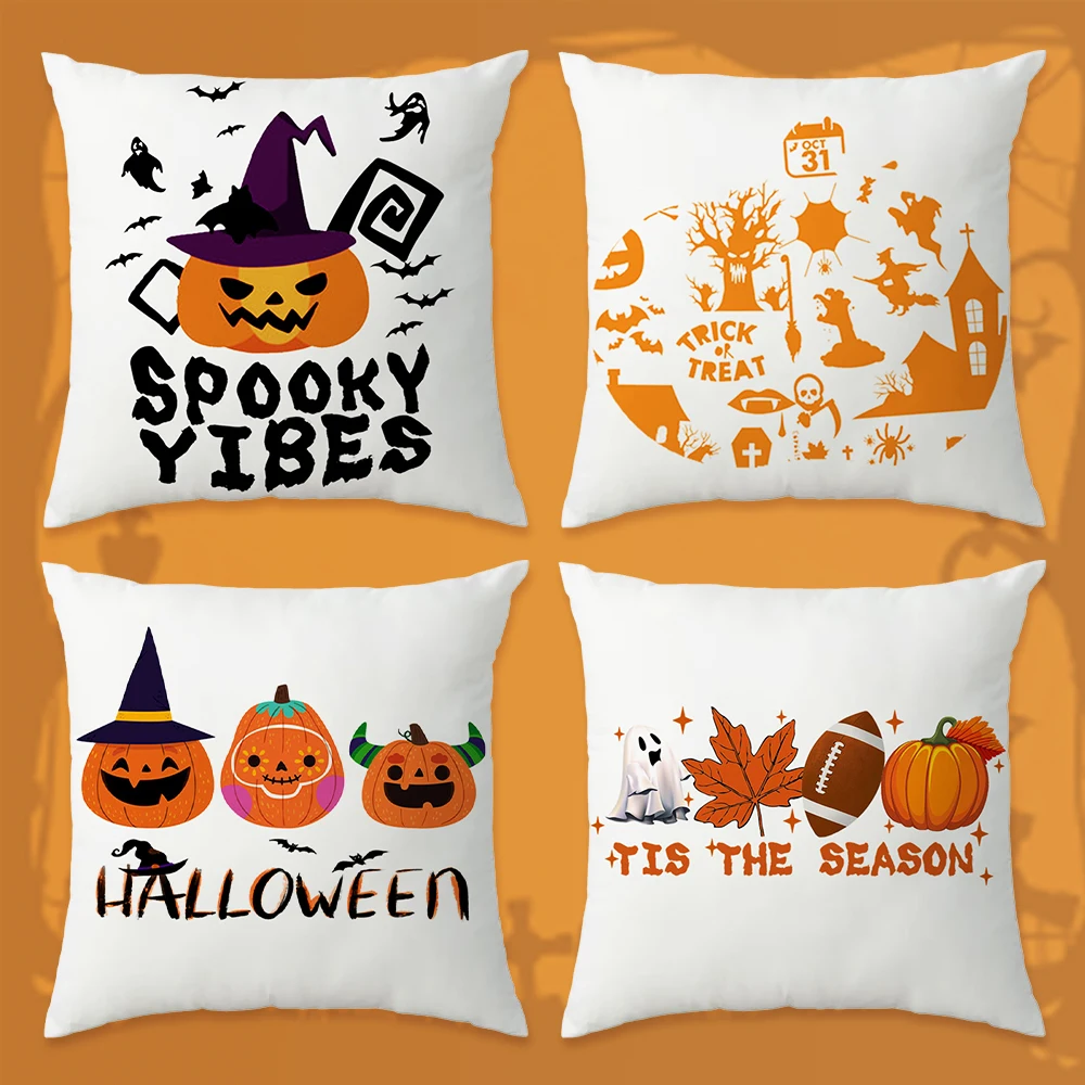 

Halloween Cushion Cover 45x45 Peachskin Party Decoration Throw Pillowcase Double-Sided Printed Pillow Covers Home and Decoration