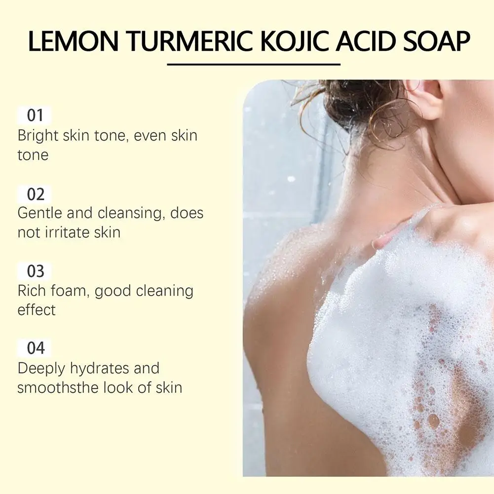 NEW High-end 100g Lemon Turmeric Kojic Acid Soap Orange Turmeric Brightening Tone Natural Soap Body Evens Whitening Face & P5G9