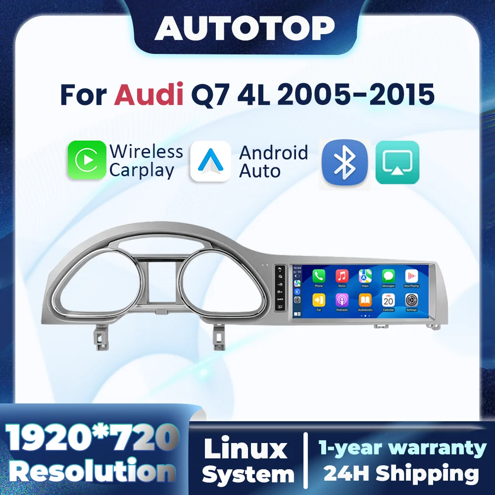 Lecteur multimédia automobile sans fil CarPlay Android Auto Linux 10,25 pouces pour Audi Q7 4L 2005-2015 MMI 2G 3G BT GPS Navigation Stéréo