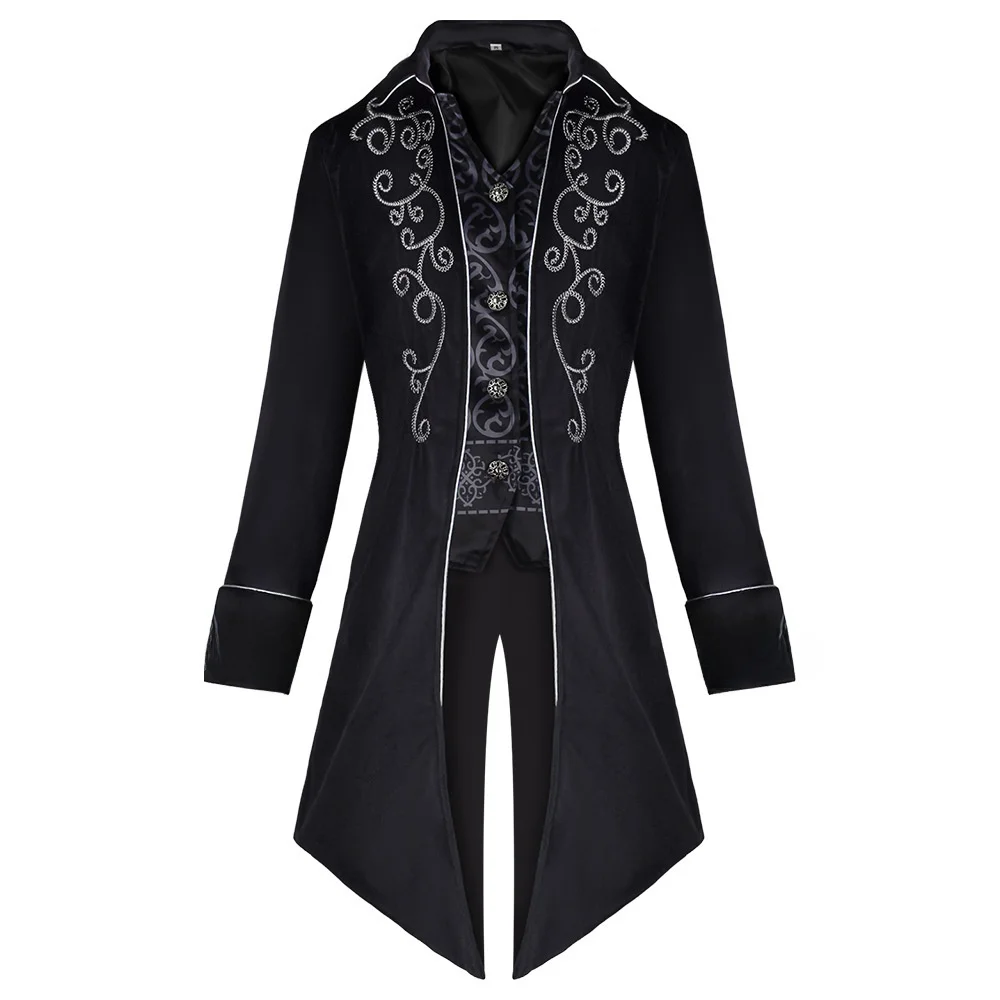 معطف رجالي طويل بتصميم القرون الوسطى للتنكر، زي هالوين بأسلوب عتيق، زي رجالي بانك، موديل جديد لأداء المسرح، ملابس صينية تقليدية #1