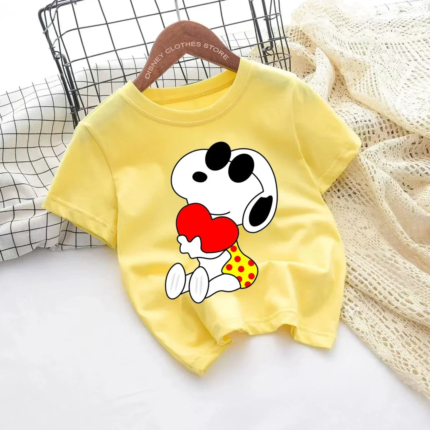 Anime Snoopy Printed Short Sleeve T-shirt Kids Short sleeve kids 2-14 years old boys and girls 2024 New fashion Marvel top