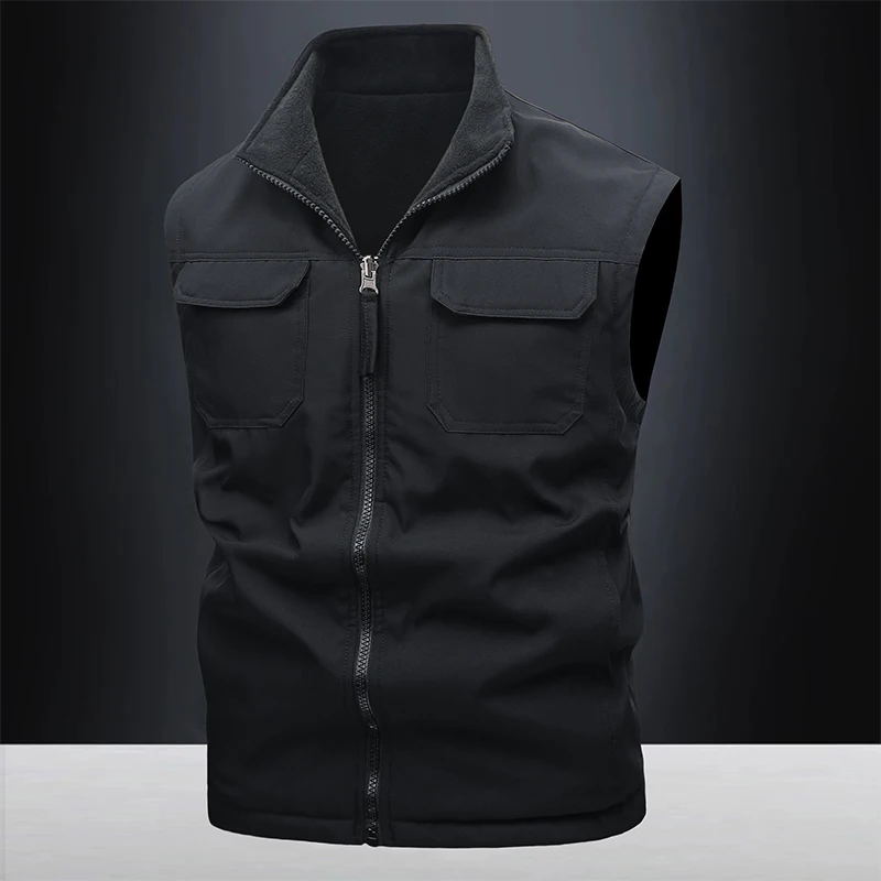

Youth Outdoor Workwear Vest Zipper Double-Sided Casual Men's Faionable Polyester Nylon Cosite Fiber Thi Autumn Season