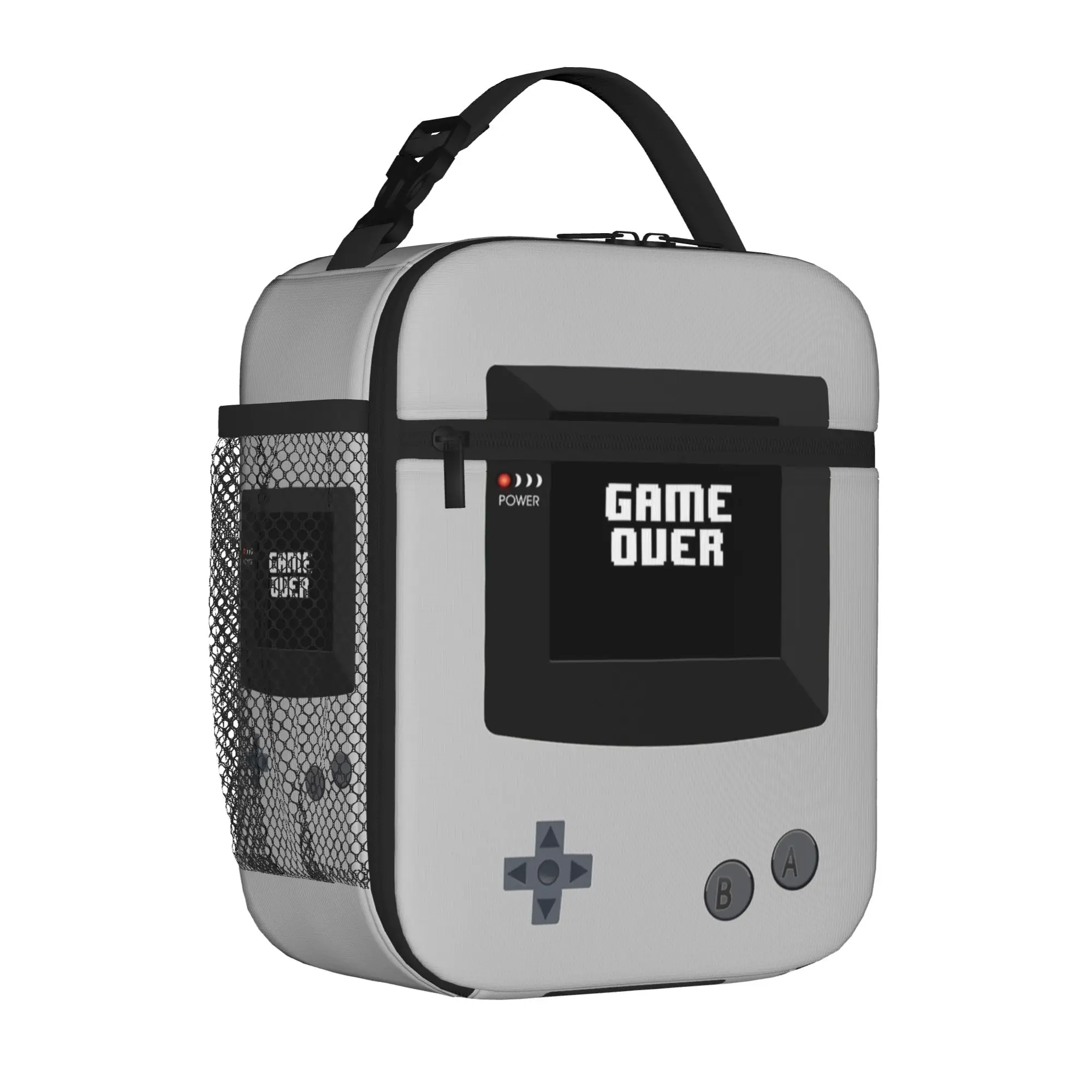 Games Console Handheld Gamer Game Over Tote Insulated Lunch Bag Carry Food Bags Reusable Thermal Cooler School Large Capacity
