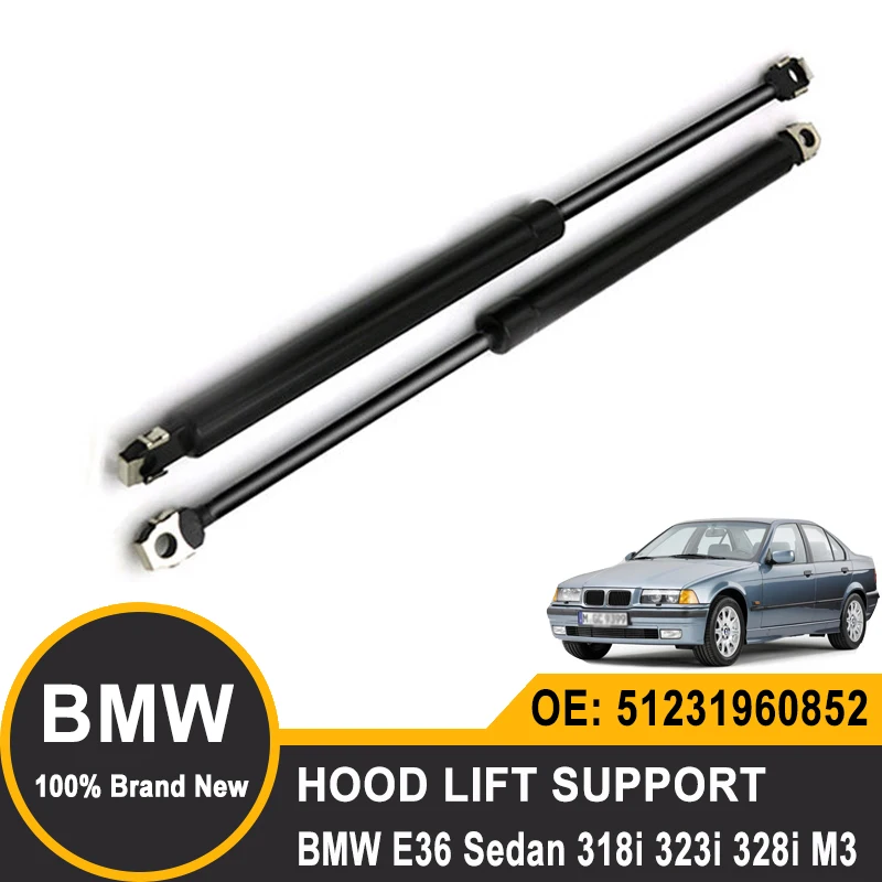 2Pcs Car Front Hood Bonnet Gas Shock Strut Damper Lift Supports for BMW E36 Sedan 318i 323i 328i M3