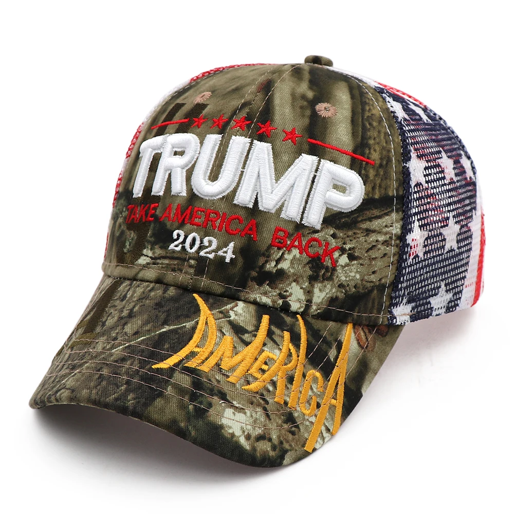 Trump 2024 Cap, salva di nuovo l\'america, cappello mimetico sportivo ricamato a maglia, riprendi l\'america