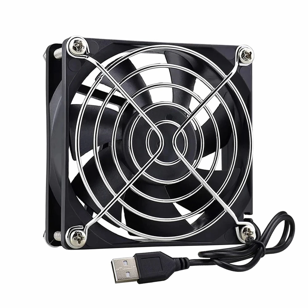 Aokin Dc 5V 80Mm Usb Fan 80X80X25Mm 8025 Borstelloze Computer Case Cooling Fan met Metalen Grill