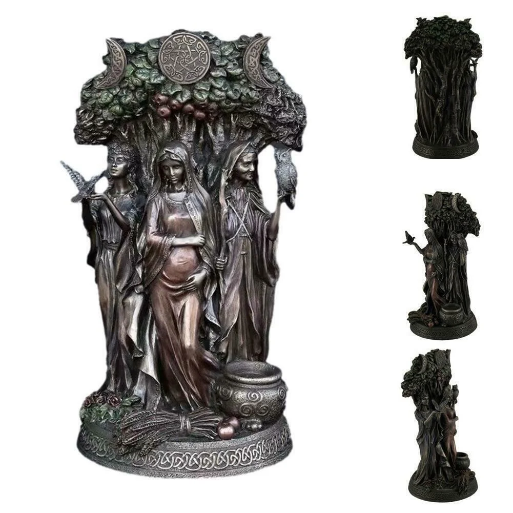 Greece Religion Celtic Triple Goddess Sculpture Figurine God Hope Honor Harvest Resin Statue Home Decor Desktop Decoration Art