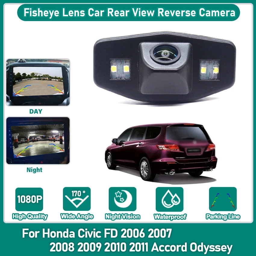 

HD 1080P резервная камера заднего вида с объективом «рыбий глаз» водонепроницаемая для Honda Civic FD 2006 2007 ~ 2010 2011 Accord Odyssey автомобильный реверс