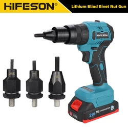 HIFESON M5 M6 M8 Electric rivet nut gun Kit 18V Riveting Nut Tool Automatic Blind Riveting For Makita batteries