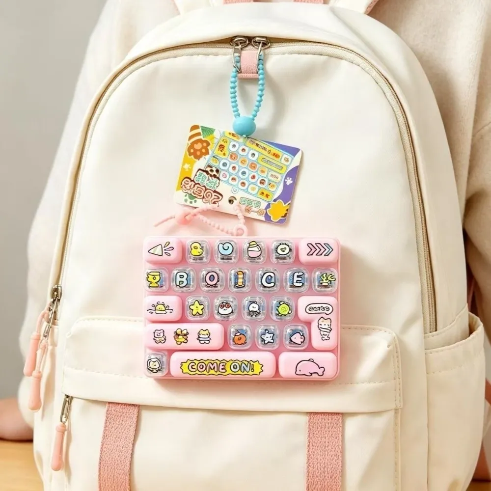 Cartoon 26 Key Keyboard Keychain Clear Key Sounds Plastic Fingertip Button Key Ring Animal Patterns Clickable Keys