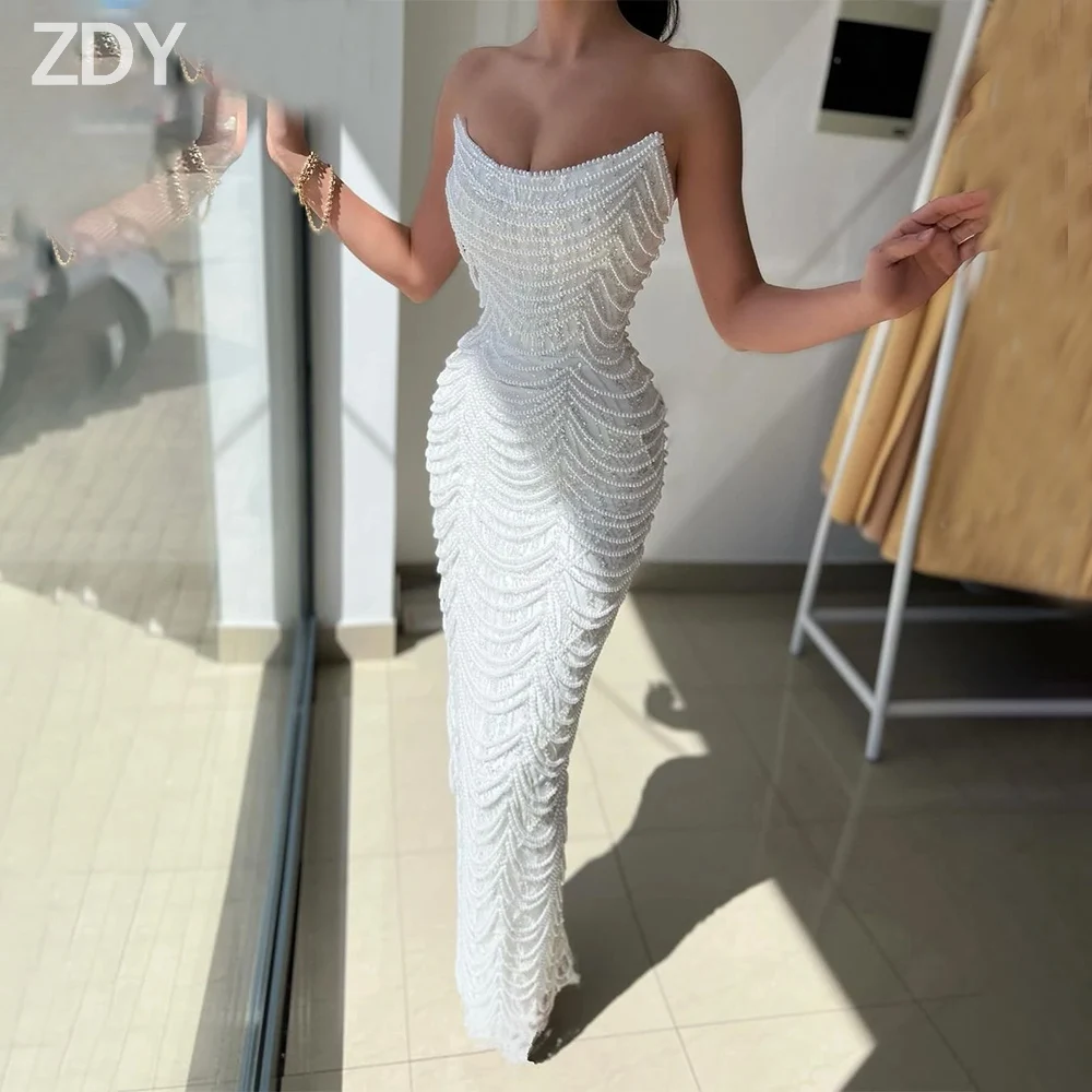 

Customized Luxury Beading Long Evening Dresses for Special Occasions Strapless Floor-Length Mermaid Women Gala Party Dress 2025