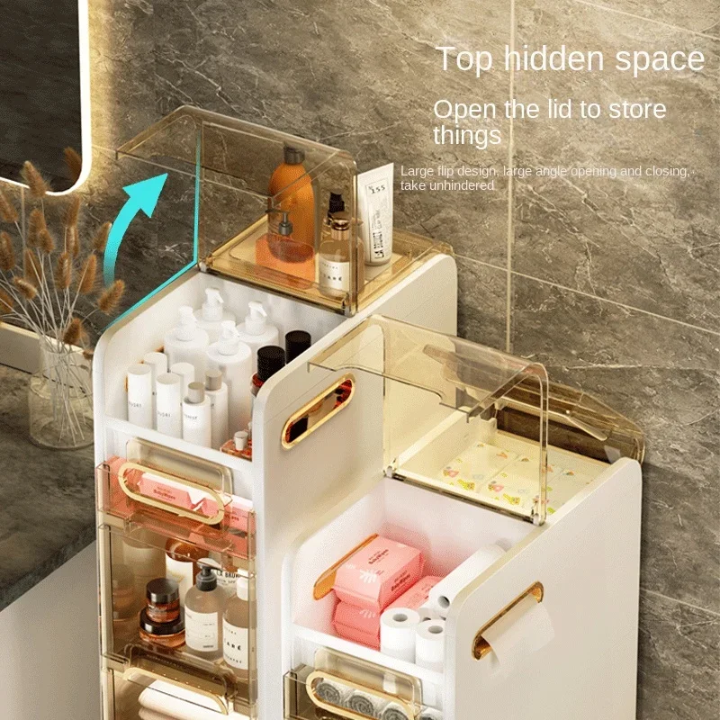 XK Narrow Drawer Storage Cabinet Household Bathroom Toilet Crevice Multi-Layer Plastic Locker