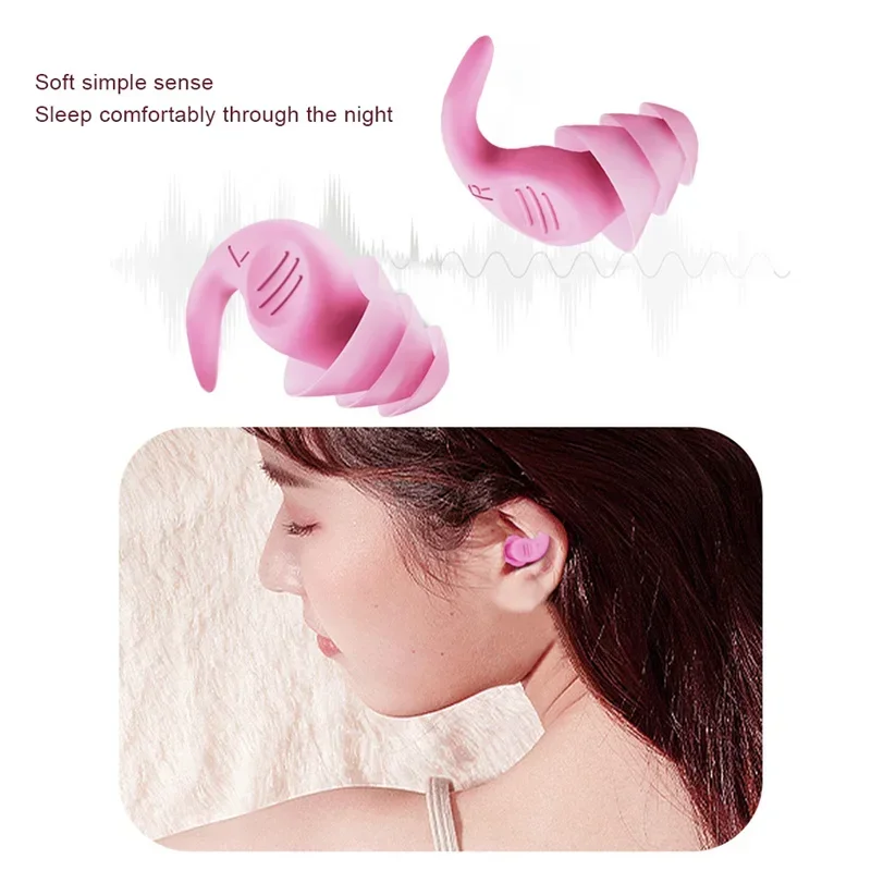 Silicone Noise Reduction Soft Silicone Sleeping Ear Plugs Sound Insulation Ear Protection Earplugs Anti-Noise Plugs for Travel
