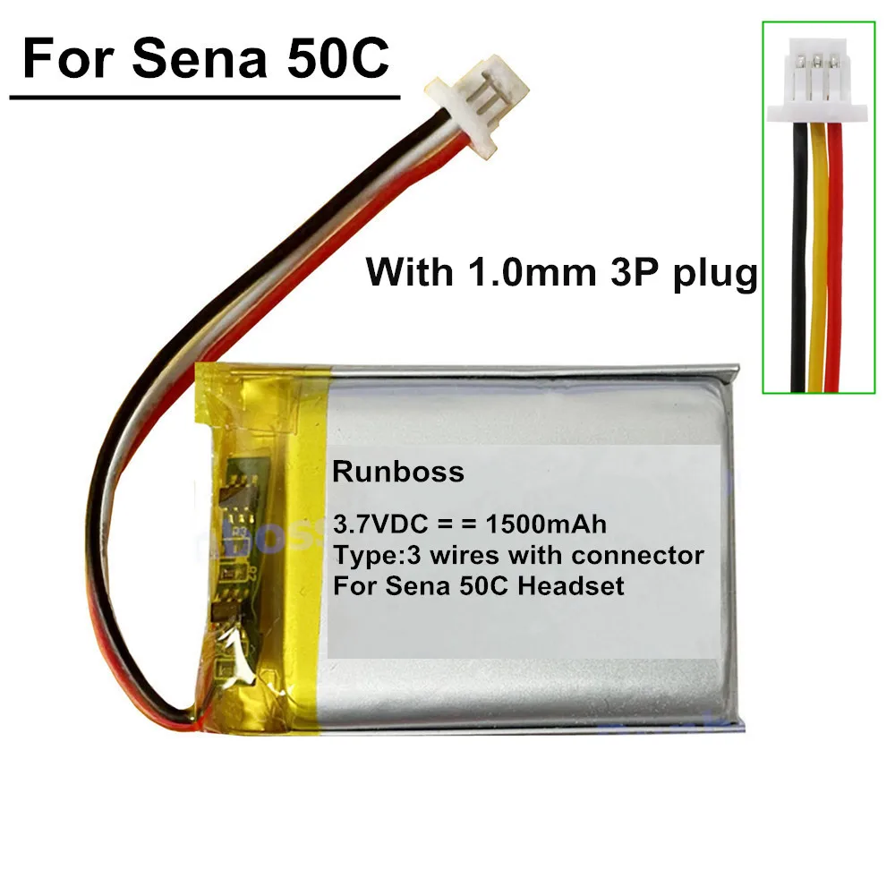 New JY103040T 3.7V 1500mAh Rechargeable Battery For Sena 50C Headset Bluetooth Comm System and 4K Camera System Battery