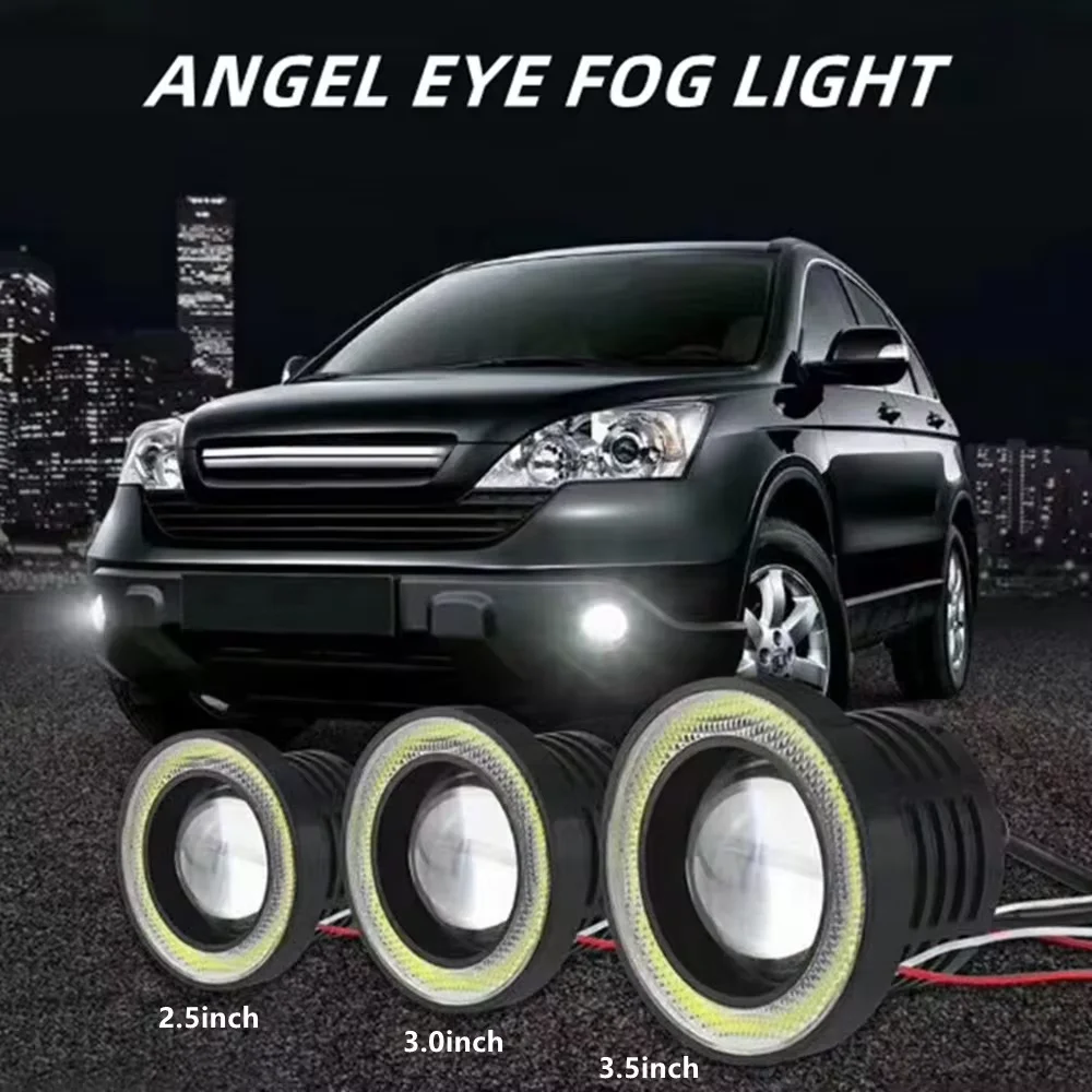 

2Pcs 2.5" 3" 3.5" Inch Angel Eye Halo Ring Car LED Fog Light 64MM 76MM 89MM 12V COB Projector DRL Driving Light