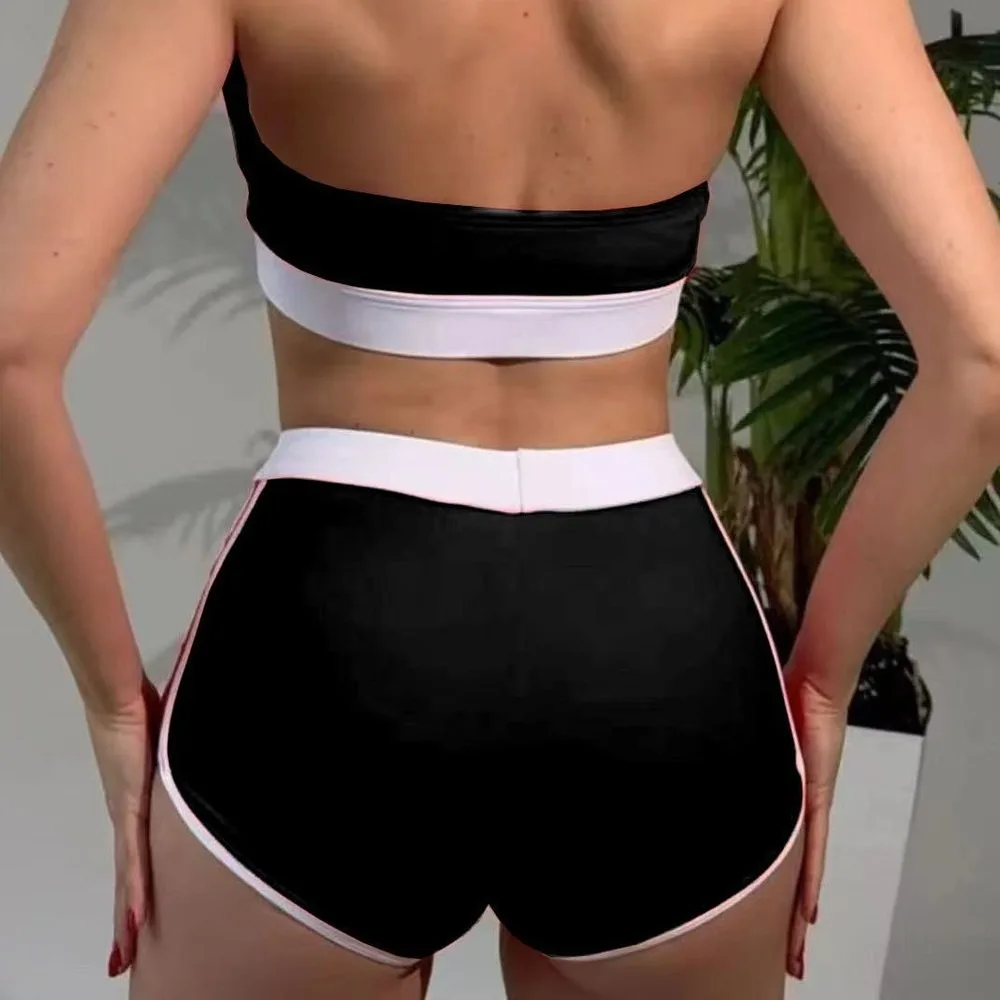 Sexy High Waist Bikini Set For Women Push Up Halter Neck Swimwear Tummy Control Slim Fit Vacation Bathing Suit Tankini Swimsuits