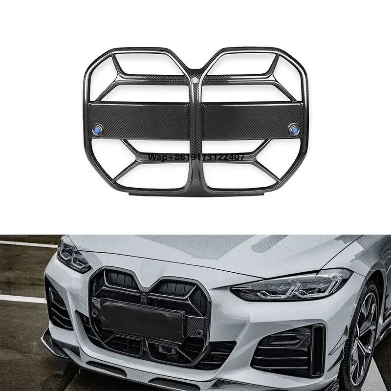 

2021y~i4 Series M50 G26 Dry Carbon Fiber Cars Front Mesh Grille Auto Body Parts Systems Accessories Without ACC for G26