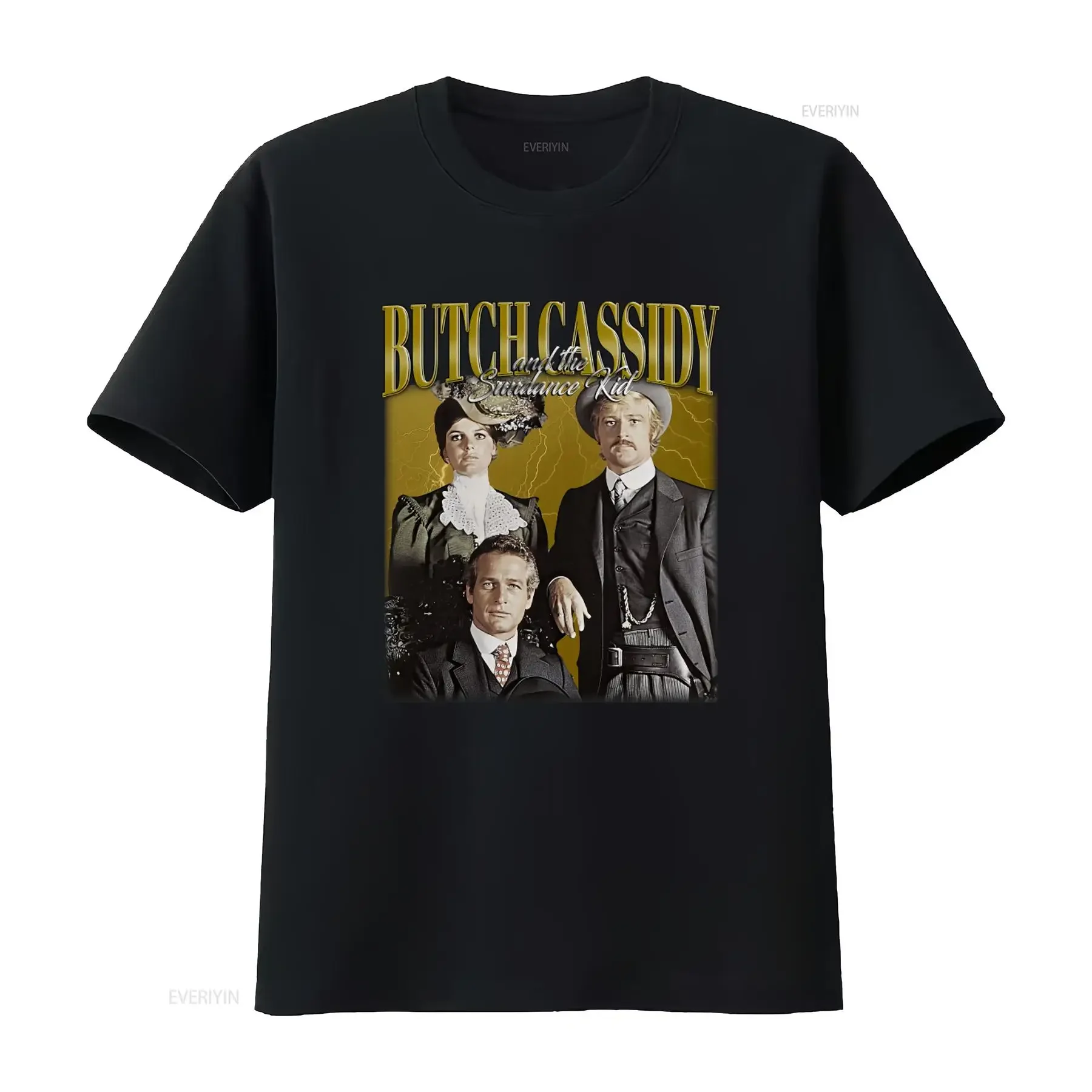 Butch Cassidy And The Sundance Kid Vintage Hip Hop Trendy Retro T Shirt vintage Washed Top For Everyday Wear Casual homme