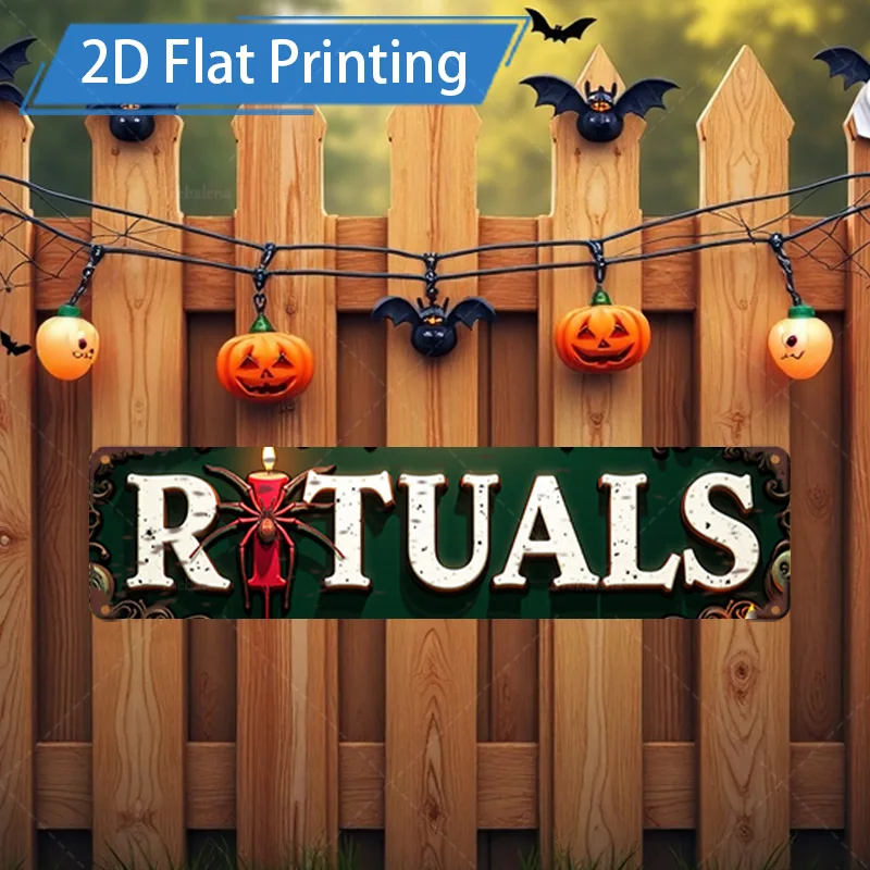 

1 шт. металлический знак, 4x16 дюймов, значок на Хэллоуин с летучими мышами и тыквой для праздничного декора