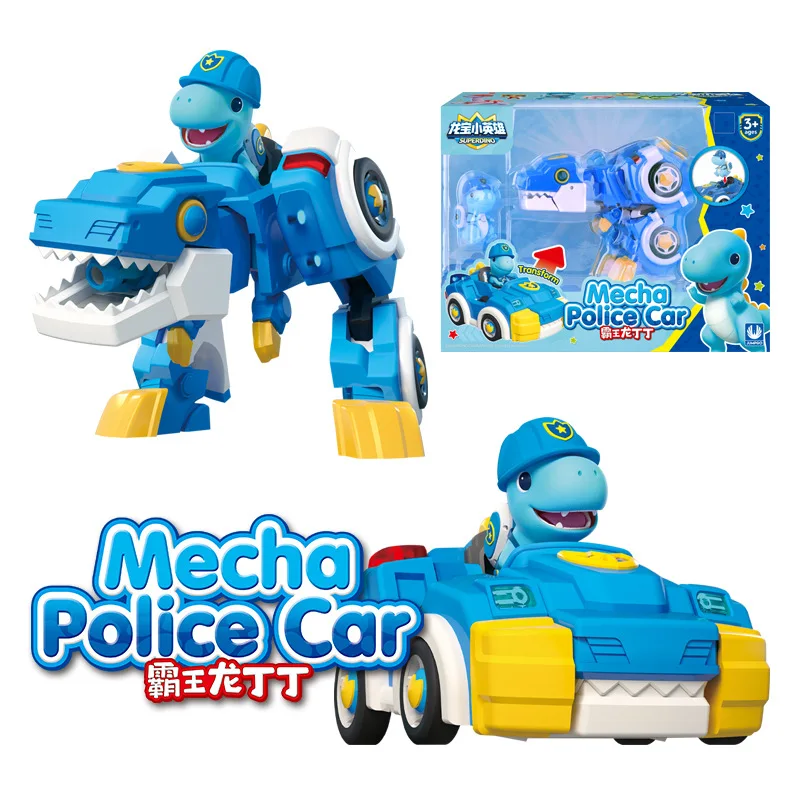 

Dragon treasure little hero transformation toys children sound and light police car dinosaur fire truckx rescue car gift