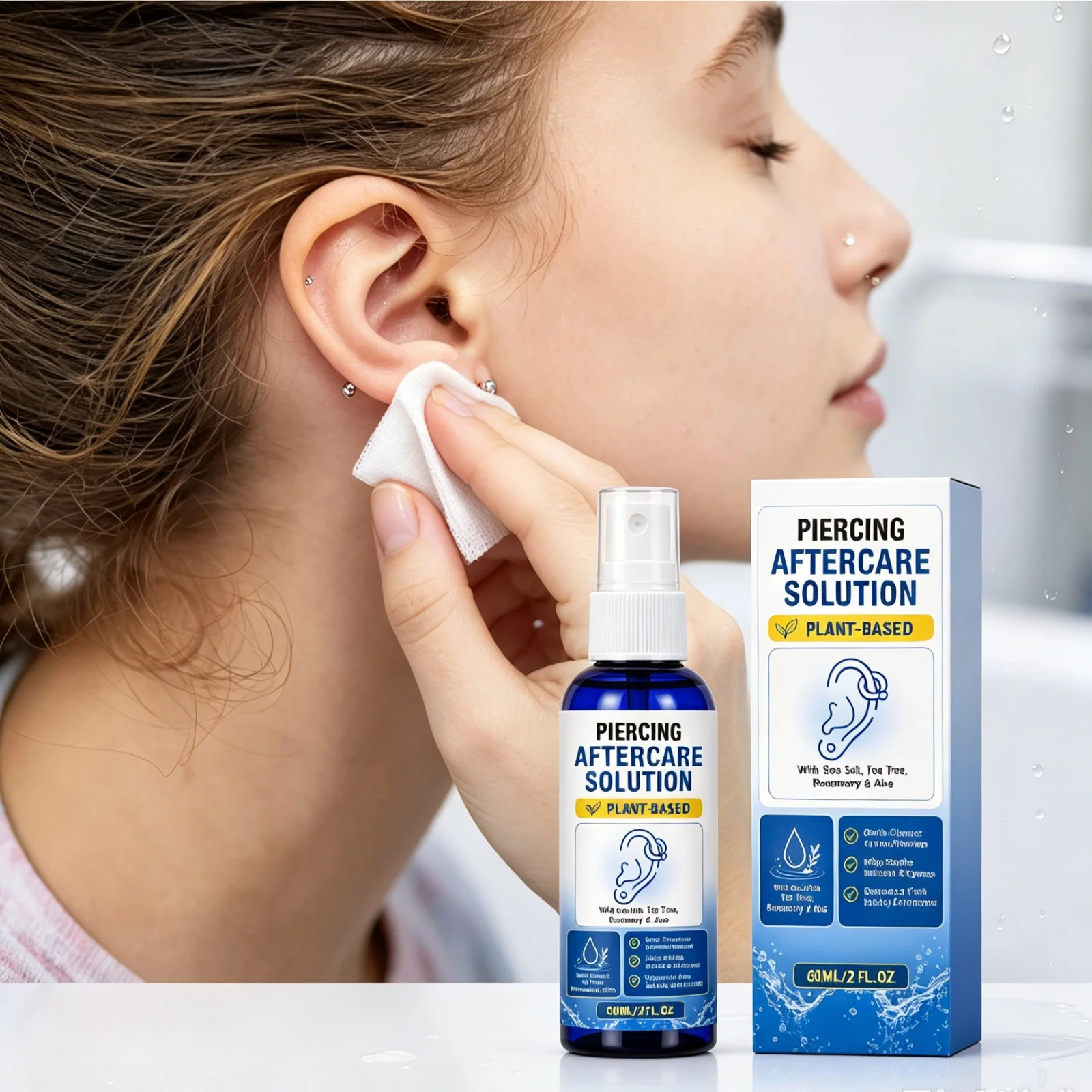 Piercing Aftercare Spray Mild Non‑irritating Remove Dirt Residual Secretions Soothes Dry New Piercings Healing Maintenance Spray