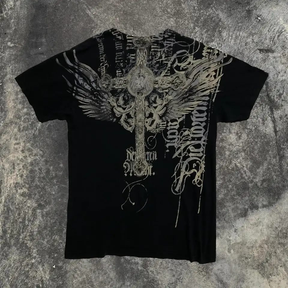 Playera de algodón vintage Y2K Southpole, con gráfico gótico, corte oversize, unisex, estilo urbano, suave 3