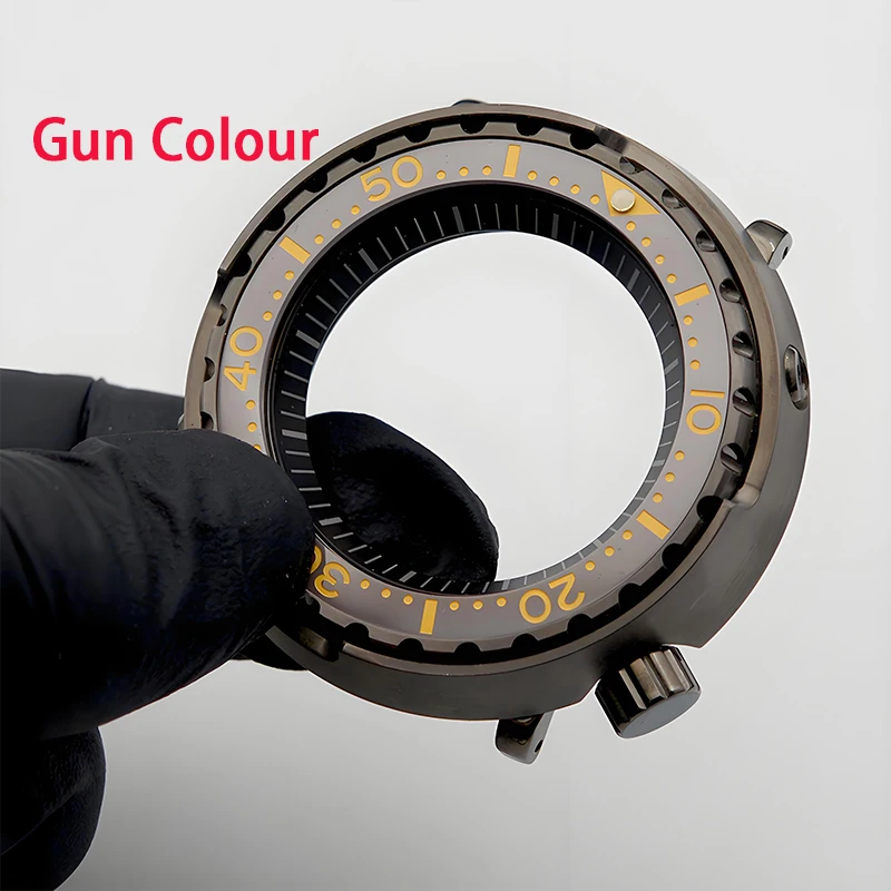 

Watch Case Grey Tunas Canned Gun Color Sapphire Crystal Fit NH34 NH35 NH36 Movement Tunas Canned Men's Watch Case Gift