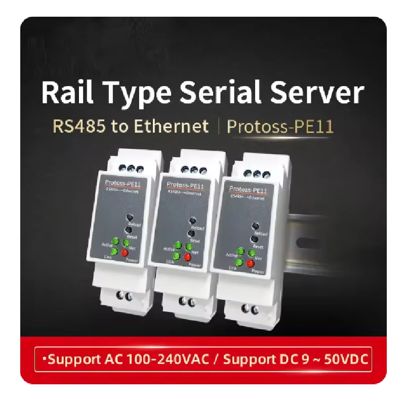 

Protoss-PE11 DIN-Rail Modbus RS485 Serial Port to Ethernet Converter