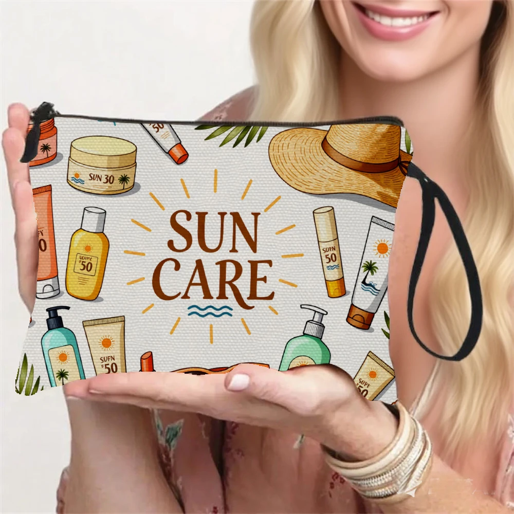 A Stylish And Convenient Toiletry Bag for Sunscreen Cosmetics Featuring a   Designed for Sunscreen Bottles And Addit