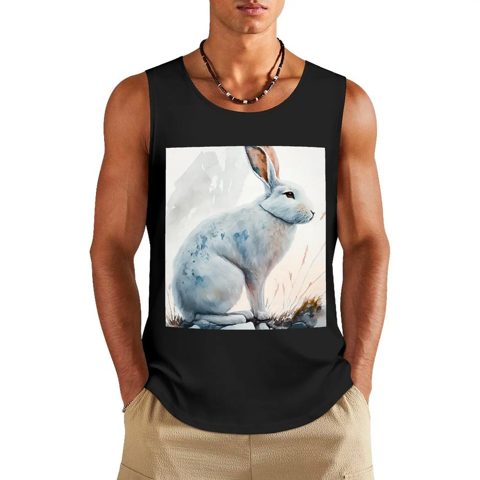 

Arctic Hare- Watercolor Paint Tank Top tops gym clothes man fitness Gym wear t-shirts man