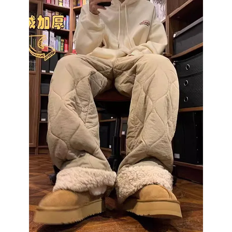 Russia is below freezing40Unisex winter pants with lamb fleece lining, thickened and padded, casual pants, windproof and warm