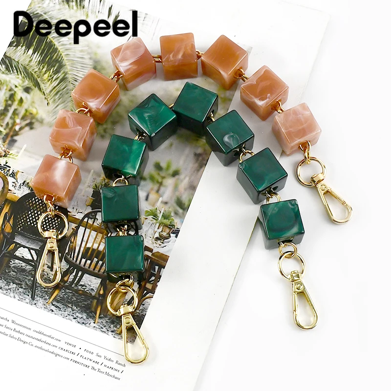 Deepeel 30/44cm Square Bead Handmade Bag Strap Resin Plastic Chain Purse Handbag Replacement Shoulder Straps DIY Accessories