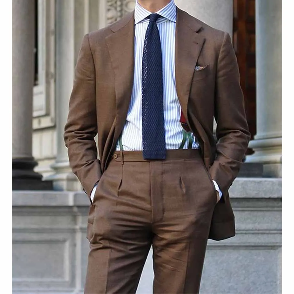 

Men's Linen Suit Two-Piece Set Single-Breasted Slim Fit Comfortable Business Blazer and Pants Casual Elegant Formal Wedding Offi