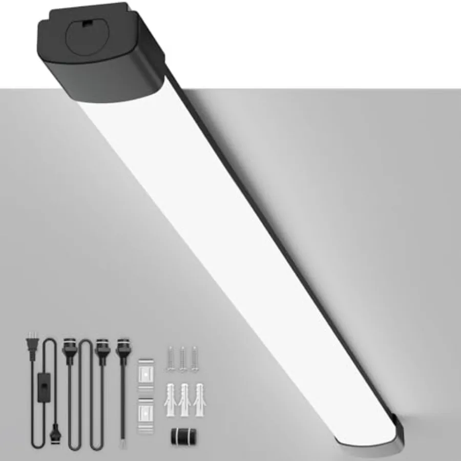 

LED Garage Lights 4Feet Linkable Plug in Ceiling Light Fixture 5000K Workbench Tube Light with Switch 36W Overhead Light Bar fo