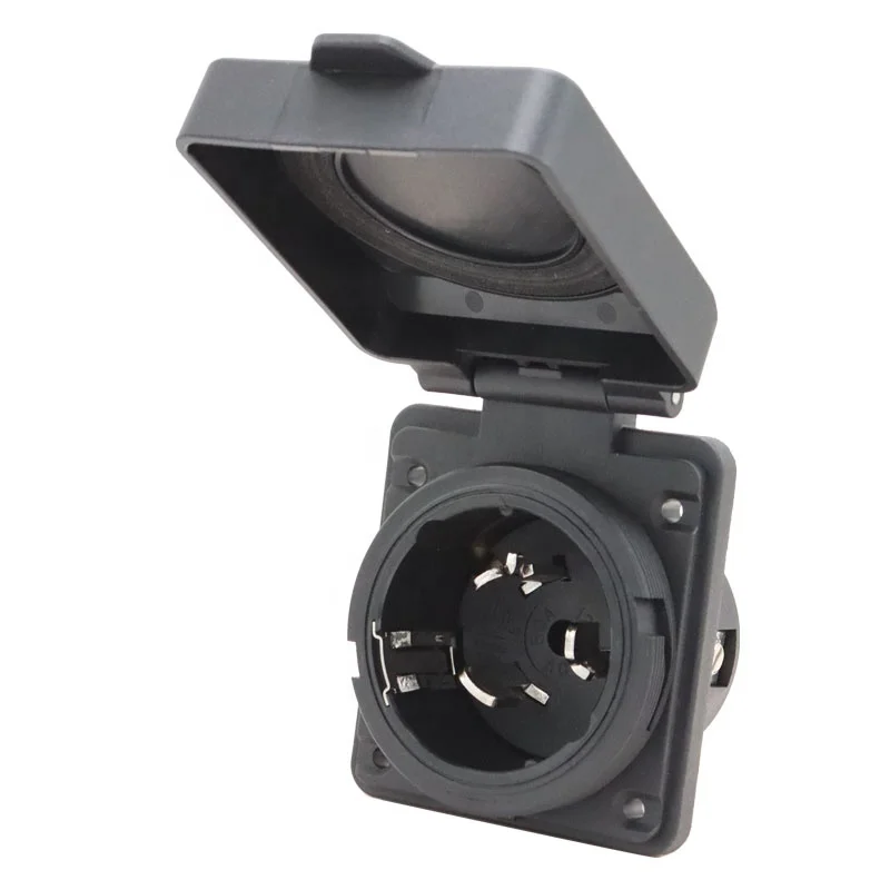 50 Amp 125V 250V AC RV Plug Twist Lock Inlet SS2-50P Shore Power Receptacle for Marine Boat Trailer Camper PVC Wall Socket