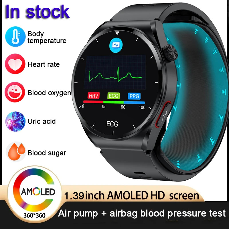 Neue Smart Watch Luftpumpe Blutdruckmessgerät Grade Herzfrequenz Thermometer Airbag Armband