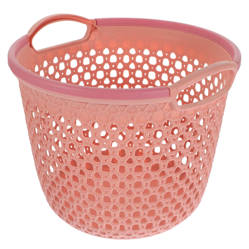 Flexible Laundry Basket Plastic Hamper Dirty Clothes Hamper Toy Bin Portable Round Bin Carry Handles Clothes Bedroom