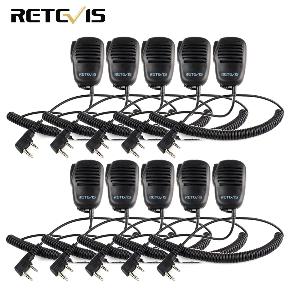 

10PCS Speaker Microphones For Walkie Talkies With 2Pin PTT Mic 3.5mm Earphone Jack For Kenwood/Baofeng UV-5R/UV-82 Retevis RT5R