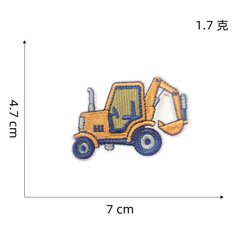 Cartoon Excavator Crane Push Forklift Tractor Engineering Vehicle Embroidery Iron on Patch Boy Child Clothes Sewing Applique