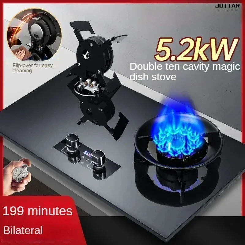 Household gas cooker. Double-burner. Embedded or desktop. For natural gas or liquefied gas. Fierce fire.