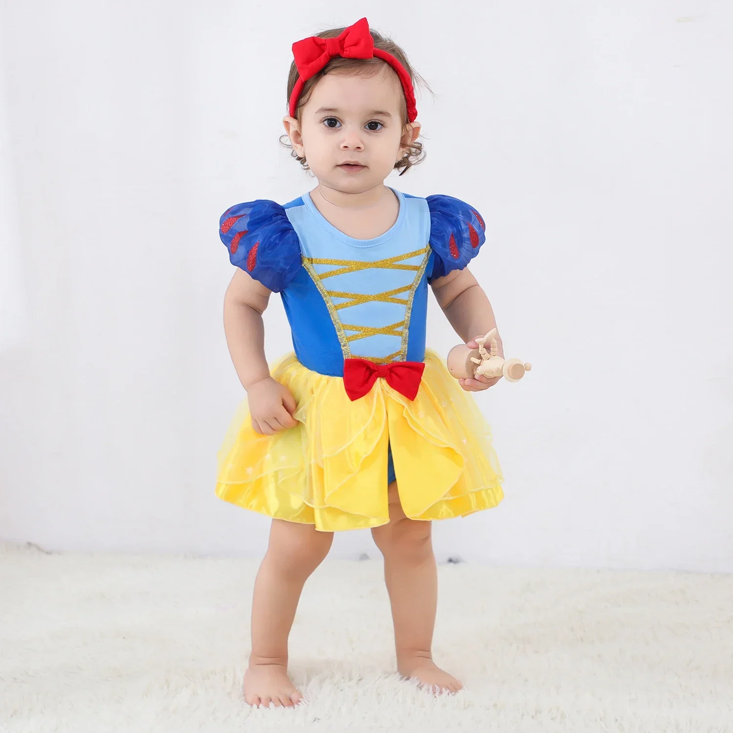 Umorden Baby Girls Elsa Anna Snow White Mermaid Bell Romper Dress Costume Bodysuit With Headband 2pcs Set Birthday Halloween