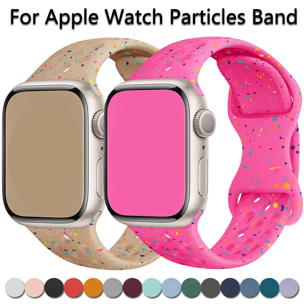 Silicone Band for Apple Watch Strap 49mm 42mm 45mm 44mm 41mm Color Particles Bracelet for IWatch Ultra 2 Series 9 8 7 6 5 SE 4 3