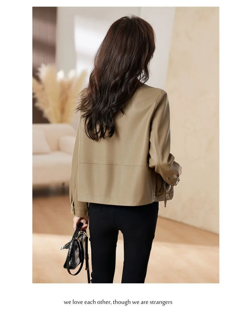 New 2026 Temperament PU Leather Jacket Women's Autumn Lapel Loose Motorcycle Jacket Ladies Casual Female Outwear Overcoat
