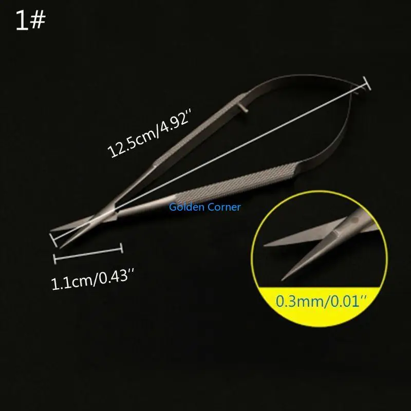 

E15D Microscopic Scissor Forcep Probe Micro Hook Tweezer Spatula 12cm Stainless Steel
