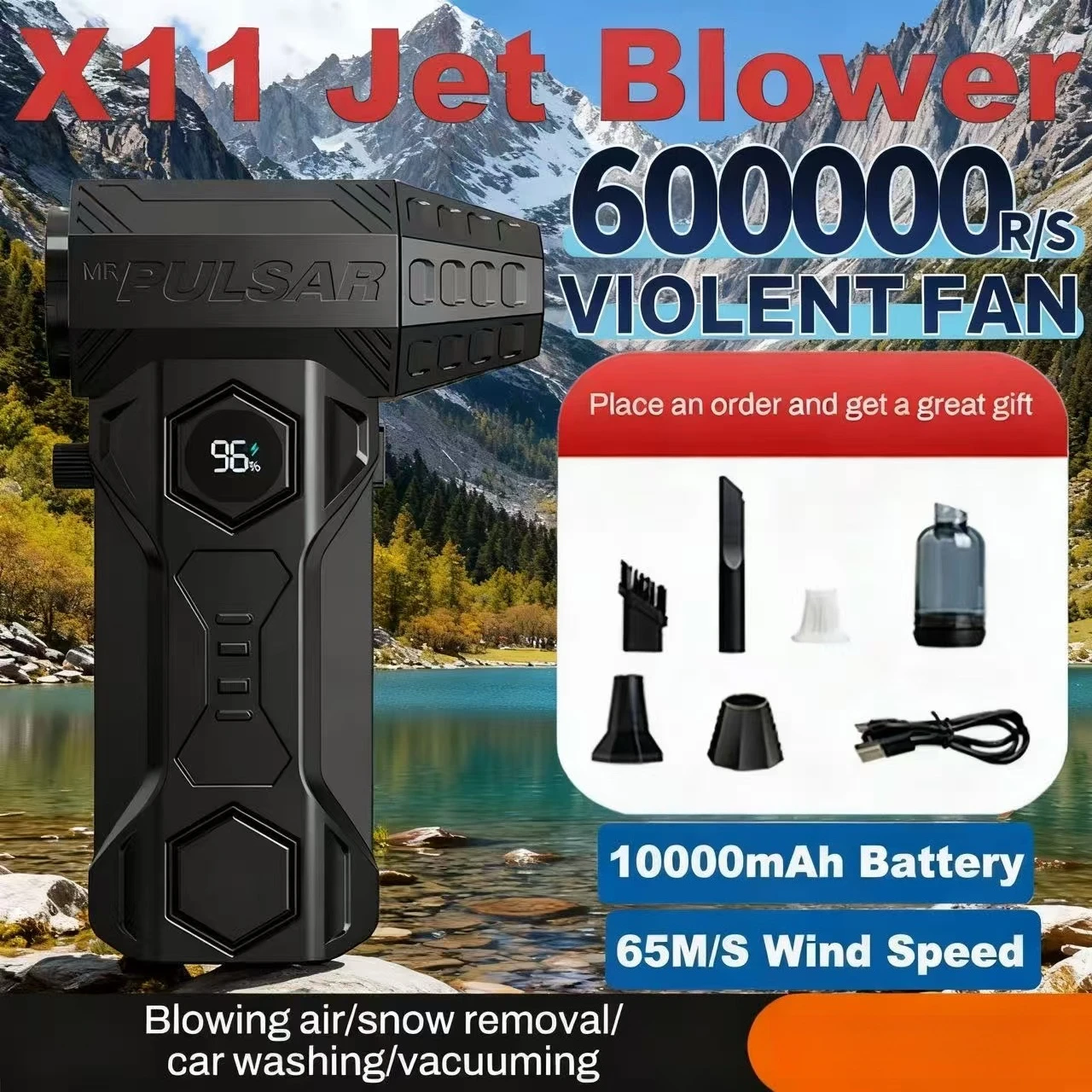 

X11 Blower Violent Fan Handheld Turbo Jet Fan Brushless Motor 600,000 RPM Wind Speed 68m/s industrial Duct Fan Super Air Blower