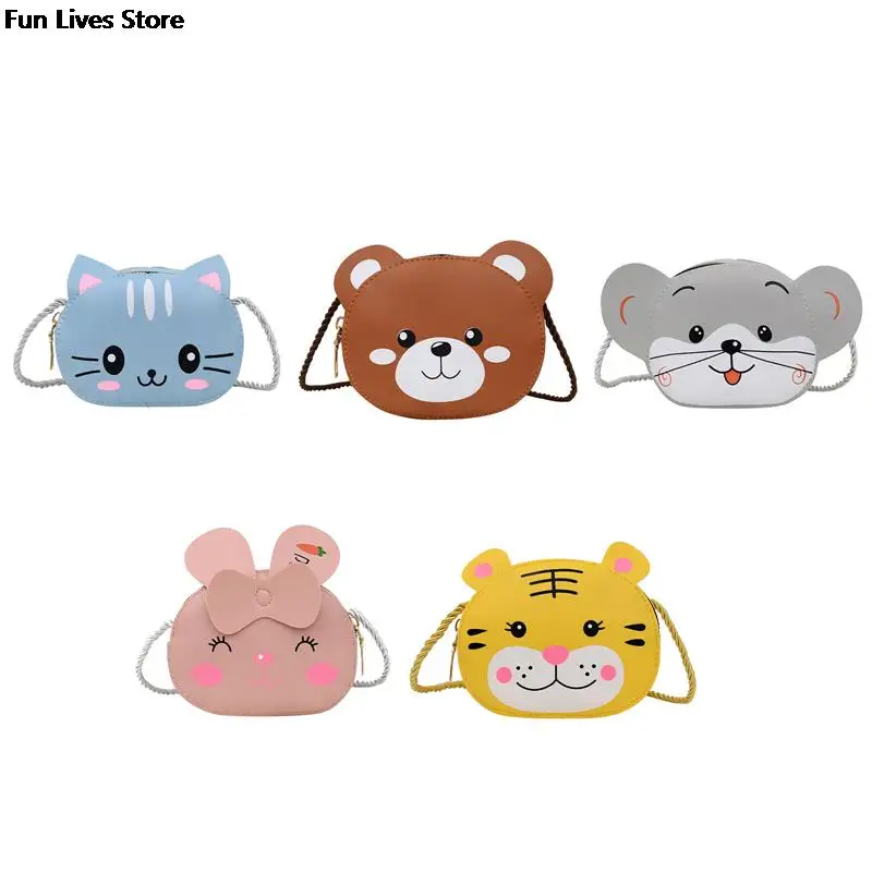 Kids Animal Shoulder Bag School Zoo Theme Handbags Cute Cartoon Leather Crossbody Bags Children Mini Money Storage Purse Girls