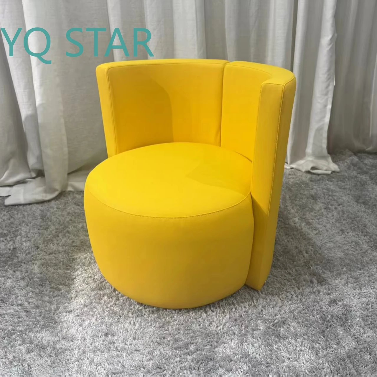 Luxury Modern Lounge Chair for Home Office Bedroom Apartment Living Room Soft Fabric Accent Seating Yellow Comfortable
