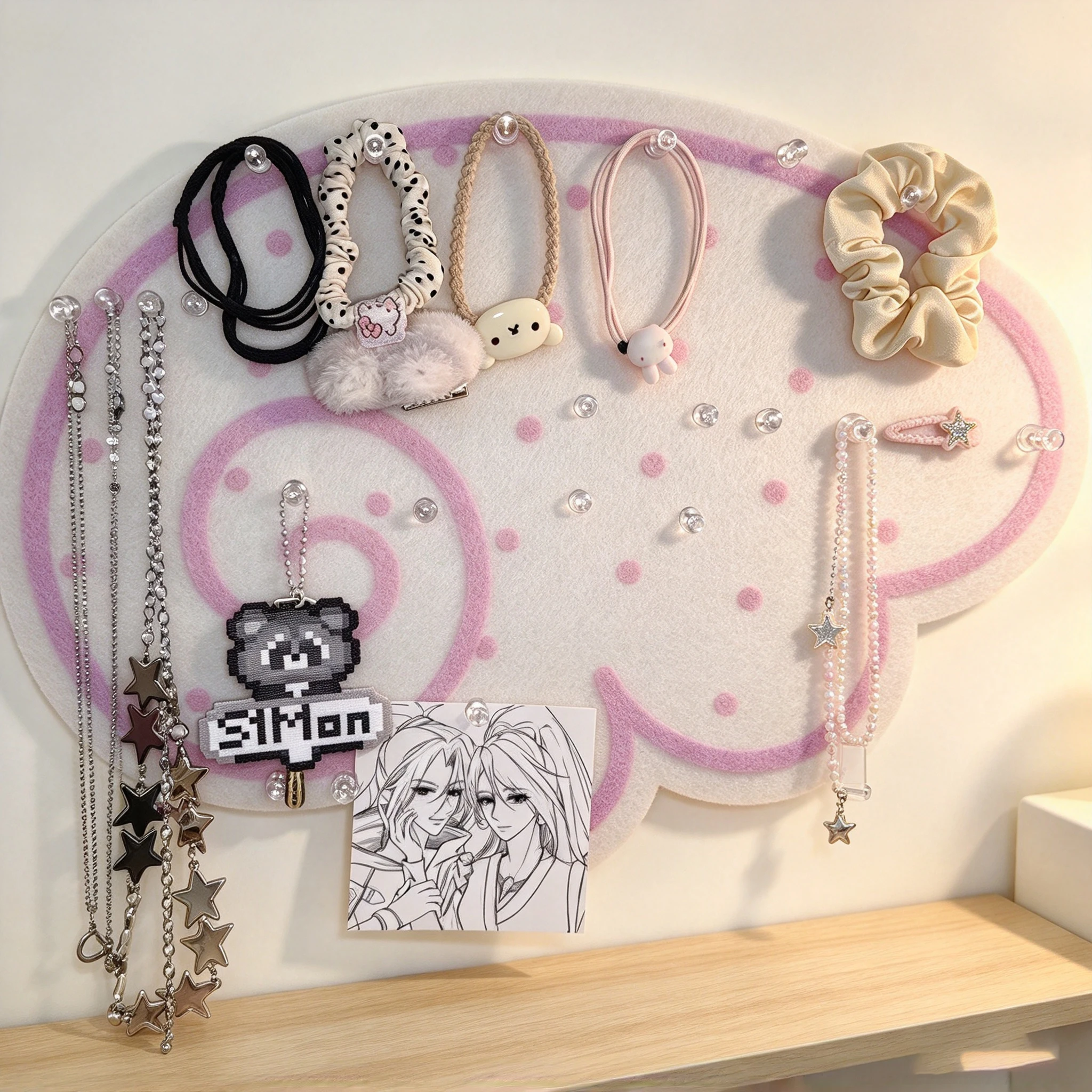 Kawaii Instagram-style Angel Wing Alien Felt Board Desktop Storage Cute Item Organizer Decoration Bedroom and Living Room Gift
