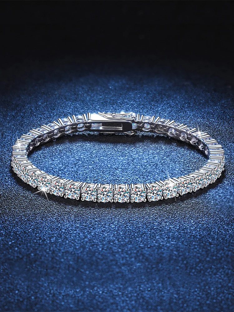 Super flash full diamond moissanite D color sterling silver tennis bracelet for men and women couples simple hip-hop over-teste