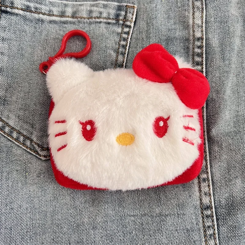 العلامة التجارية الجديدة الكبيرة الأحمر Bowknot الكرتون القط مربع أفخم المحفظة مع فتحة تخزين بطاقة الهوية المفاتيح وصندوق تخزين سماعة الأذن #6